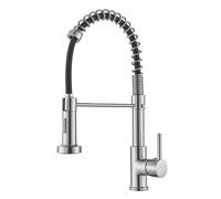 JUNSHENG Grifos Cocina Fregadero Extraíble con Aireador desmontable 2 Modos de Rociado Grifo Cocina de Acero Inoxidable Giratorio 360°, Níquel Cepillado…