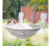 JUNSPOW Percha para Ventana de Gato inalámbrica, Plegable y Estable, Hamaca Transpirable con Ventana para Gatos, para Pasar el Sol, Escalar, soporta hasta 40 Libras (Gris, Malla)