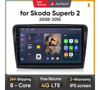 Junsun-Radio Multimedia V1 con GPS para coche, reproductor con Android, CarPlay inalámbrico, 4G, 2Din, voz IA, para Skoda Superb 2, 2008-2015 V1 Pro C (2G 32G)