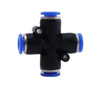 Junta cruzada cobre neumático cuatro vías inserción rápida PZA6 plástico azul 1 Uds(Pza6(blue))