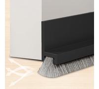 Junta de Cepillo 53mm para Puertas 100cm - Burlete Autoadhesivo con Cepillo Alto - Burlete Bajo Puerta - Sella Contra Polvo, Viento, Ruido, Insectos y Agua (negro)