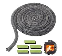 Junta de estufa de leña, cuerda ignífuga de fibra de vidrio, junta de estufa de pellets, alta temperatura, cinta aislante de fibra, para estufas, tubos de hornos, puertas de horno, chimenea (Φ 10 mm x