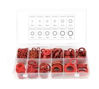 Junta de fibra Surtido de fibra BiuZi 600pcs 12 tamaños Pasapalambres de sellado Set Kit de surtido de arandela aislante de papel de acero rojo con caja