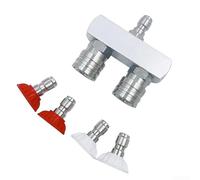 Junta de manguera de doble salida de aleación de aluminio para sistemas de manguera de jardín estándar utilizados en patio de vehículos y limpieza al aire libre (varilla de recogida + boquillas)