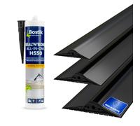 JUNTA DE PUERTA DE GARAJE DQ-PP | 5 m | 30 mm x 160 mm | incluido adhesivo de montaje | negro | Sellado de suelos de EPDM | Umbral de goma | Placa base de sello de umbral de puerta