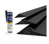 JUNTA DE PUERTA DE GARAJE DQ-PP | 6m | 15 mm x 115 mm | incluido adhesivo de montaje | negro | Sellado de suelos de EPDM | Umbral de goma | Placa base de sello de umbral de puerta
