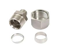 Junta de unión de tubos Conector de tubería compresión unión recta PC, rosca NPT, casquillo SS 304, adaptador tubo acero inoxidable(10MM*1/4INCH)