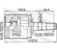 Junta homocinética lado de engranaje 0111-FZJ100 FEBEST para TOYOTA LEXUS
