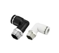 Junta neumática de rosca externa blanca y negra de enchufe rápido, junta rápida de tubo de aire resistente a alta presión y resistente al desgaste(Pl8-02(black))