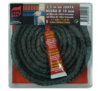 Junta refractaria + Pegamento (Ø x L: 10 mm x 2,5 m, Fibra de vidrio trenzada)