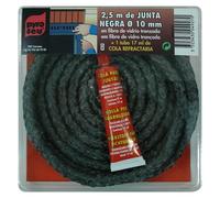 Junta refractaria + Pegamento (Ø x L: 10 mm x 2,5 m, Fibra de vidrio trenzada)
