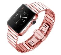 Juntan Correa de reloj compatible con Apple Watch de 1.69, 1.65, 1.73, 1.65, 1.65, 1.65 y 1.77 pulgadas, correa de reloj de acero inoxidable con adaptador (1.65, 1.65, 1.77 pulgadas, oro rosa)