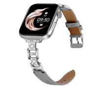 Juntan Correa de reloj compatible con Apple Watch de 38 mm, 40 mm, 41 mm, correa de reloj de cuero inoxidable para mujer, correa delgada gris para iWatch Series SE, Series 9, 8, 7, Ultra, Series 6, 5,