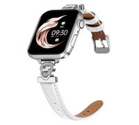 Juntan Correa de reloj de cuero para Apple Watch de 38 mm, 40 mm, 41 mm, 42 mm, 44 mm, 45 mm, adaptador de metal con forma de amor para iWatch Series 9/8/7/6/5/4/3/2/1/SE/Ultra (42mm/44mm/45mm/49mm,