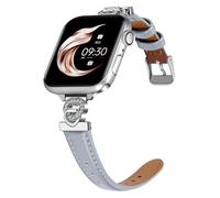 Juntan Correa de reloj de cuero para Apple Watch de 38 mm, 40 mm, 41 mm, 42 mm, 44 mm, 45 mm, adaptador de metal con forma de amor para iWatch Series 9/8/7/6/5/4/3/2/1/SE/Ultra (38mm/40mm/41mm, gris