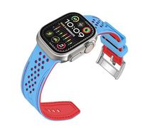 Juntan Correas de reloj deportivas de goma compatibles con Apple Watch Band de 38 mm, 40 mm, 41 mm, correas de silicona para reloj de carreras, color azul hielo, parte superior roja, para iWatch 8, 7,