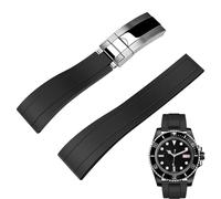 Juntan FKM Correa de reloj de goma para hombre y mujer, 20 mm, 22 mm, cierre desplegable clásico de caucho fluorado, 20mm, Caucho, No es una piedra preciosa