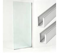 Juntas Mampara Ducha 2 Piezas de Perfil en U Profundo de Aluminio para Vidrio de 6/8/10/12 mm, Perfil de Remate de Bordes para Espejos o Azulejos, Riel de Montaje para Panel Fijo