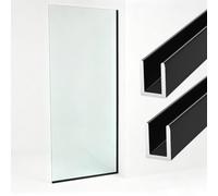 Juntas Mampara Ducha 2 Piezas de Perfil en U Profundo de Aluminio para Vidrio de 6/8/10/12 mm, Perfil de Remate de Bordes para Espejos o Azulejos, Riel de Montaje para Panel Fijo
