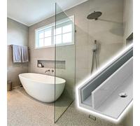 Juntas Mampara Ducha Canal de Vidrio Tipo F de Acero Inoxidable de 10 mm, Guía Inferior Fija para Puerta de Ducha, Perfil de Retención con Ranura para Mamparas de Vidrio Sin Marco(120cm(47in))