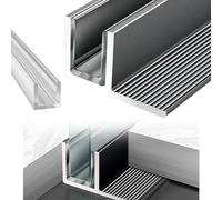 Juntas Mampara Ducha Canal en Forma de F de 3 mm para Mam para de Ducha, Moldura de Borde para Puerta de Ducha Sin Marco con Almohadilla, Riel de Sujeción de Vidrio Recortable(Gray,91 in/230 cm)
