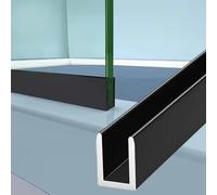 Juntas Mampara Ducha Perfil en U Profundo Negro Mate de 6, 8, 10, 12 mm Riel Fijo Sin Marco para Mampara de Ducha Guía de Montaje en Pared Moldura de Sujeción del Cristal(Black-8mm,59 in/150 cm)