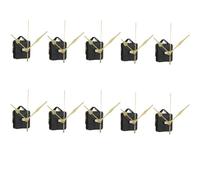Junterone 10 conjuntos de kits de agujas de movimiento de reloj de cuarzo, reparación de movimiento de reloj de pared, piezas de mecanismo de reloj adecuadas para bricolaje, Negro y dorado.
