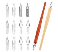 Junterone 10 piezas Dip Pen Set Nib Pen Holder Comic Pen Nib Set Pen Ink Nib Calligraphy Pen Nibs Wooden Drawing Pen