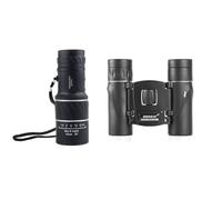 Junterone 2 piezas 2000 x 25 HD zoom prismáticos portátiles y telescopio monotubo 16 x 52 alcance BAK4 telescopio plegable para acampar