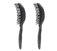 Junterone 2 Piezas Cepillo de VentilacióN Curvado, Cepillo de Secado de Peluquero con Pasadores de Desenredado de Nylon, Desenredado Bicolor AntiestáTico Negro