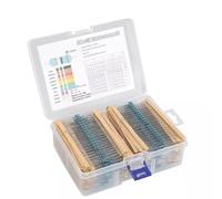 Junterone 2600 Unids 130 Valores Resistencias Surtido Kit 1 Ohm- Ohm 0,25 W 1/4W Metal Film Resistor Kit para Circuito Electrónico de BRICOLAJE