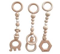 Junterone 3 Piezas de NóRdicos de Madera Maciza Fitness Rack Colgante DecoracióN de la HabitacióN de los NiñOs BebéS Anillo de Juguete Colgante