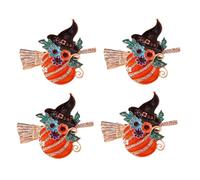 Junterone 4 Piezas de Anillos de Servilleta de Halloween, Porta Servilletas de de Calabaza, Hebillas de Servilleta, Suministros para Fiestas de Halloween, Decoraciones de Mesa