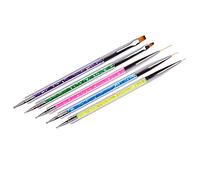 Junterone 5Pcs Nail Art Punteado de la Pluma de AcríLico del Rhinestone de 2 VíAs UV Gel Pintura Dibujo Herramienta de la Manicura Liner Pincel de