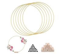 Junterone 6 Anillos de Metal de 12 Pulgadas para Manualidades, Centro Mesa con Soporte, Aros Metal para Manualidades de Bricolaje para Colgar en la Pared, Anillos de Metal para Cumpleaños