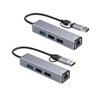 Junterone Adaptador USB C/USB A a Ethernet 1000Mbps Tarjeta de red RJ45 Plug and Play para teléfono o ordenador portátil