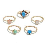 Junterone Anillo Colorido Retro Bohemio Diamantes Brillantes Dulce Color De Caramelo Anillo