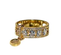 Junterone Anillo De Disco Plateado MagnÍFico Redondo Rhinestone Anillo De Compromiso JoyerÍA De la Boda Moda para Mujer JoyerÍA De la Mano De 7