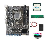 Junterone B250C BTC Menor + G3920 o G3930 CPU + Ventilador RGB + DDR4 4GB RAM 2666MHz + SSD 128G + Cable de conmutación 12XPCIE a USB3.0 ranura para tarjeta GPU