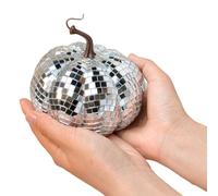 Junterone Bola de Discoteca con Espejo Plateado, Bola de Discoteca con Forma de Calabaza, Adecuada para Fiestas de DJ en Clubes, Bola de Calabaza Reflectante de Halloween de 12 cm