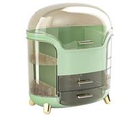 Junterone Caja de Almacenamiento de Cosméticos de Oficina, Contenedor de Cosméticos de Gran Capacidad, Organizador de Almacenamiento y Maquillaje, Soporte Antipolvo, A, verde