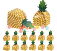 Junterone - Caja de caramelo para piña (50 unidades, regalo de hawaiano, caja de regalo, bolsa Luau, verano, cumpleaños, boda, decoración