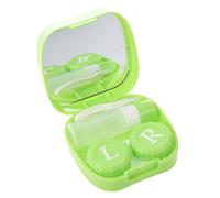 Junterone Caja de lentes de contacto de plastico verde de impresion de emocion con botella