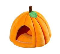 Junterone Cama para Gatos con Forma Calabaza, para Gatos Interior, Cama Cueva para Gatos con Forma de Calabaza, Tienda de Campaña para Gatos con Cojín Extraíble, Color Naranja y Rojo M