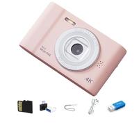 Junterone - Cámara de fotos digital 4K fotografía HD viaje selfie cámara 2,4 pulgadas selfie mini retro cam rosa