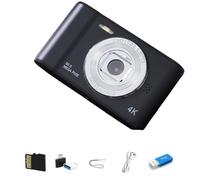 Junterone - Cámara de fotos digital 4K fotografía HD viaje selfie cámara 2,4 pulgadas selfie mini retro cam negro