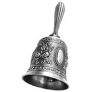Junterone Campana de Mano, Campana de Cena de Metal Campanas de Boda Decorativas Campana de Servicio Campana de Llamada Campana de Navidad,Plata