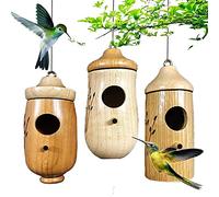Junterone Casa de PáJaros de Madera para Colgar en el Exterior, Columpio para PáJaros de 3 Piezas de PáJaro para PinzóN GorrióN Golondrina Reyezuelo