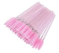 Junterone Cepillo de PestañAs de Varilla de Cristal Desechable de 300 Piezas Cepillo de Maquillaje para Rizador de PestañAs PortáTil (Rosa)