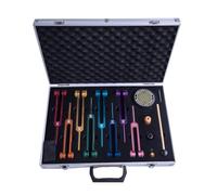 Junterone Chakra--set, diapasones coloridos con goma, llave para curación, terapia de sonido, yoga, meditación